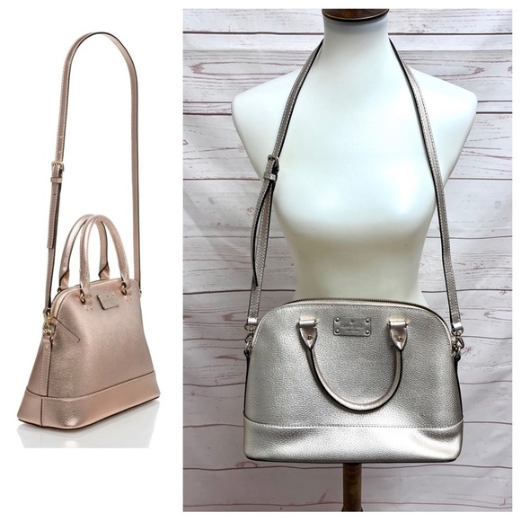 Kate Spade Wellesley Rachelle Metallic Rose Gold Leather Crossbody Handbag - Picture 2 of 9